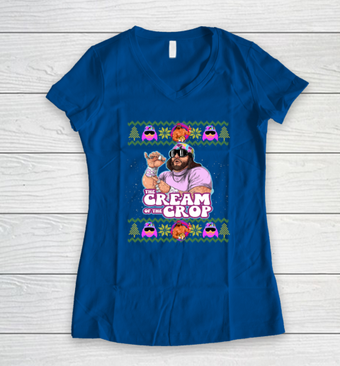 Macho The Cream of The Crop,Wrestling Ugly Christmas Women's V-Neck T-Shirt 5