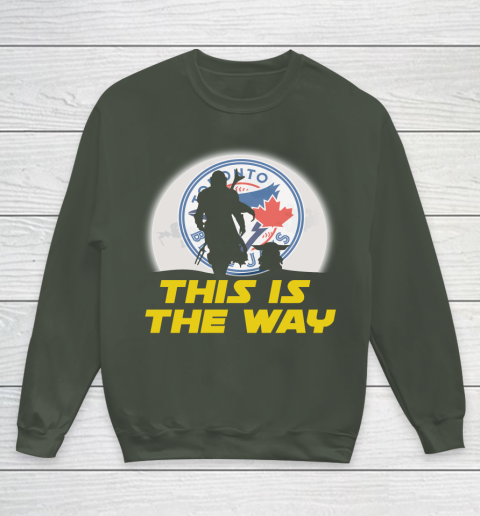 Toronto Blue Jays MLB Baseball Star Wars Yoda And Mandalorian This Is The Way Youth Sweatshirt 8