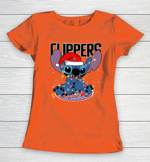 LA Clippers NBA noel stitch Basketball Christmas Women's T-Shirt 2