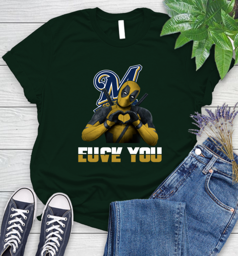 MLB Milwaukee Brewers Deadpool Love You Fuck You Baseball Sports Women's T-Shirt 6