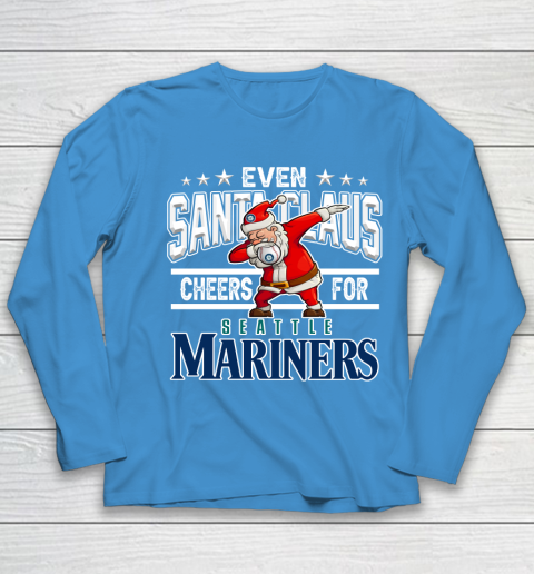 EveSeattle Mariners Even Santa Claus Cheers For Christmas MLB Youth Long Sleeve 5