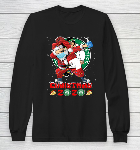 Boston Celtics Funny Santa Claus Dabbing Christmas 2020 NBA Long Sleeve T-Shirt