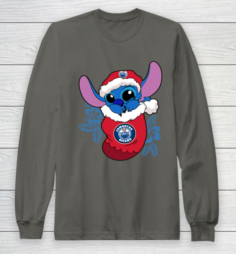 Edmonton Oilers Christmas Stitch In The Sock Funny Disney NHL Long Sleeve T-Shirt 8