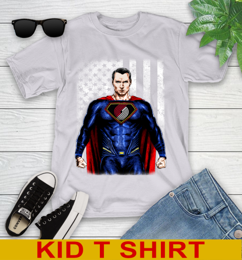 NBA Basketball Portland Trail Blazers Superman DC Shirt Youth T-Shirt 5 NBA Basketball Portland Trail Blazers Superman DC Shirt Youth T-Shirt - Image 5