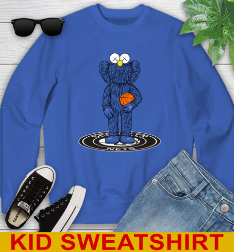 NBA Basketball Brooklyn Nets Kaws Bff Blue Figure Shirt Youth Sweatshirt 7
