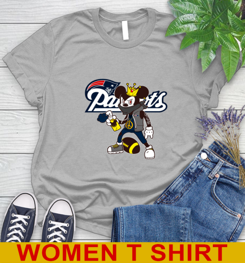New England Patriots NFL Football Mickey Peace Sign Sports Women's T-Shirt 5