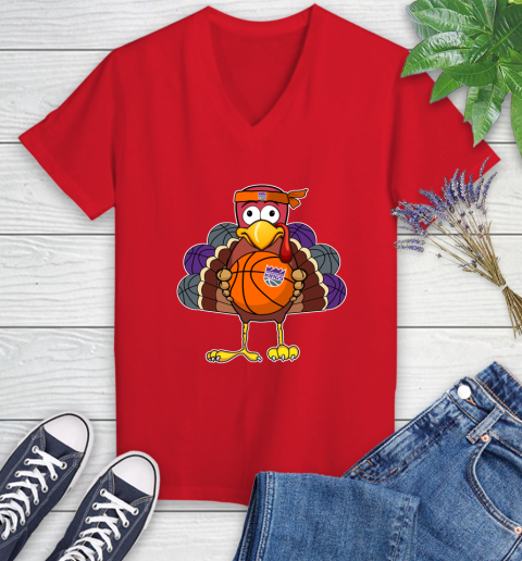 Sacramento Kings Turkey thanksgiving day Women's V-Neck T-Shirt 12