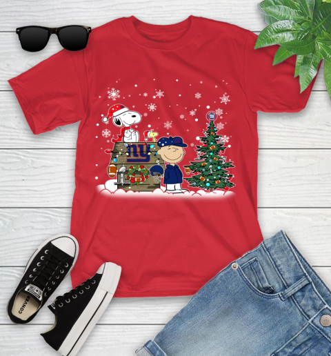 NFL New York Giants Snoopy Charlie Brown Christmas Football Super Bowl Sports Youth T-Shirt 13