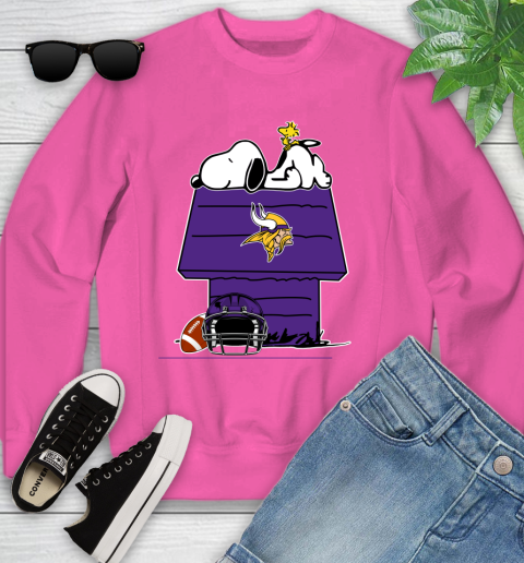 Minnesota Vikings NFL Football Snoopy Woodstock The Peanuts Movie Youth Sweatshirt 7