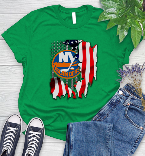 New York Islanders NHL Hockey American Flag Women's T-Shirt 9