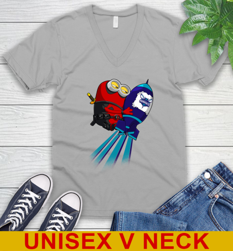 NBA Basketball Charlotte Hornets Deadpool Minion Marvel Shirt V-Neck T-Shirt 3