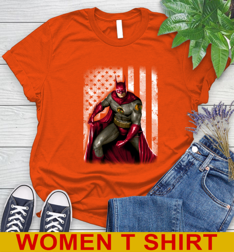 Chicago Blackhawks NHL Hockey Batman DC American Flag Shirt Women's T-Shirt - Image 4
