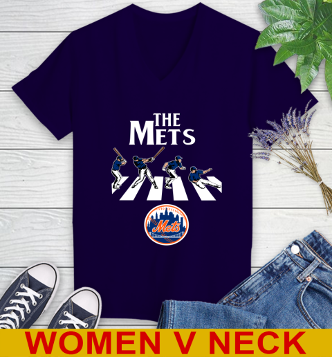 MLB Baseball New York Mets The Beatles Rock Band Shirt Women's V-Neck T-Shirt 4 MLB Baseball New York Mets The Beatles Rock Band Shirt Women's V-Neck T-Shirt - Image 4