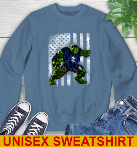 San Diego Padres Hulk Marvel Avengers MLB Baseball American Flag Sweatshirt 10