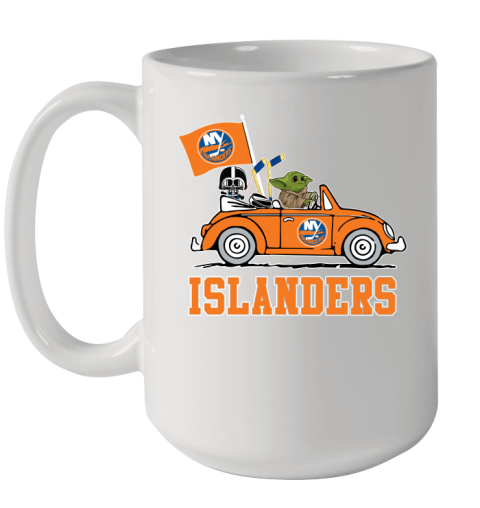 NHL Hockey New York Islanders Darth Vader Baby Yoda Driving Star Wars Shirt Ceramic Mug 15oz