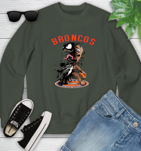NFL Denver Broncos Football Venom Groot Guardians Of The Galaxy Youth Sweatshirt 10