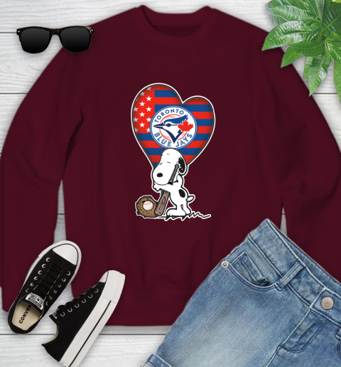 Toronto Blue Jays MLB Baseball The Peanuts Movie Adorable Snoopy Youth Sweatshirt 5
