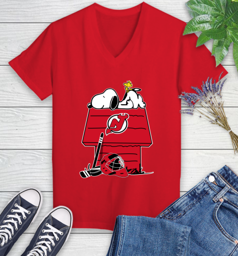 New York Islanders NHL Hockey Snoopy Woodstock The Peanuts Movie (2) Women's V-Neck T-Shirt 12