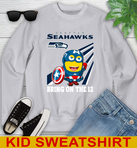 NFL Football Seattle Seahawks Captain America Marvel Avengers Minion Shirt Youth Sweatshirt 3