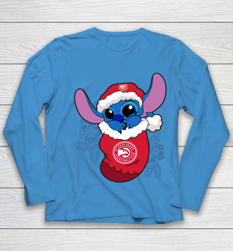 Atlanta Hawks Christmas Stitch In The Sock Funny Disney NBA Youth Long Sleeve 7