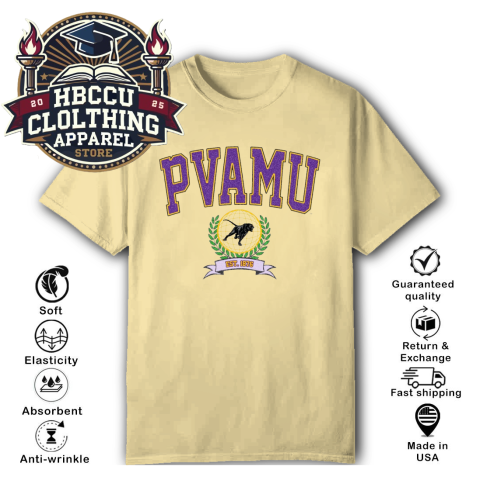 PVAMU Prairie View A&M University HBCU T-Shirt prv6 pvamu prairie view aamp m university hbcu classic t shirt 2 front yellow haze HBCU Clothing Apparel