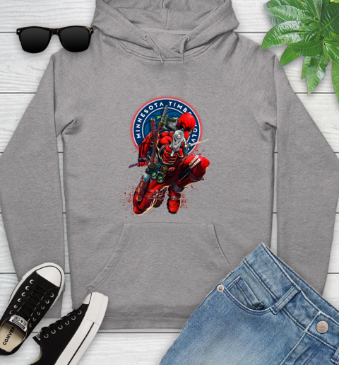 NBA Deadpool Marvel Comics Sports Basketball Minnesota Timberwolves Youth Hoodie 6