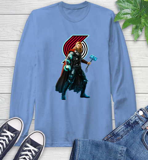 NBA Thor Avengers Endgame Basketball Portland Trail Blazers Long Sleeve T-Shirt 11