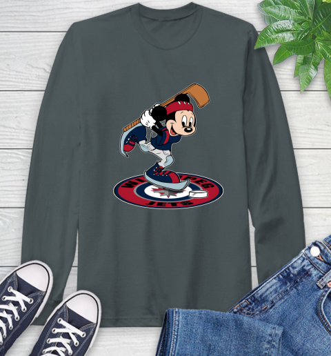 NHL Hockey Winnipeg Jets Cheerful Mickey Disney Shirt Long Sleeve T-Shirt 7