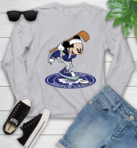 NHL Hockey Toronto Maple Leafs Cheerful Mickey Disney Shirt Youth Long Sleeve - Image 6