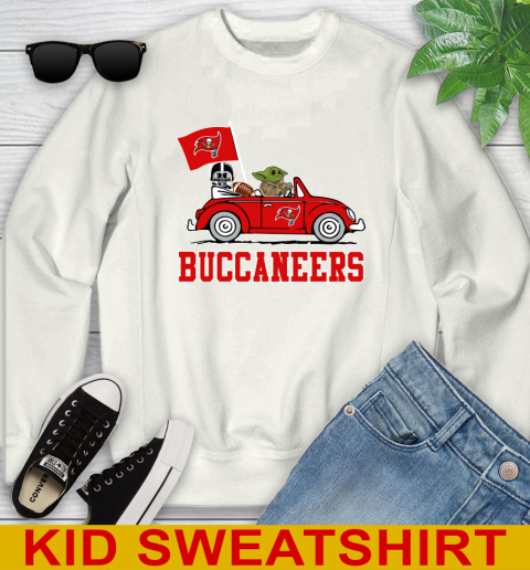 NFL Football Tampa Bay Buccaneers Darth Vader Baby Yoda Driving Star Wars Shirt Youth Sweatshirt