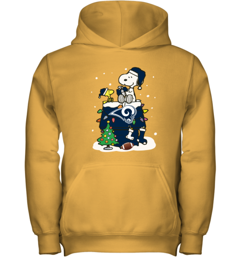 sxdq a happy christmas with los angeles rams snoopy youth hoodie 43 front gold