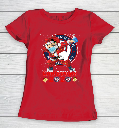 Washington Nationals Funny Santa Claus Dabbing Christmas 2020 MLB Women's T-Shirt 9