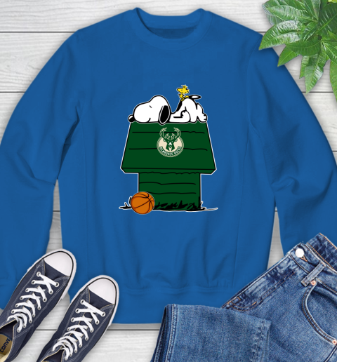 Milwaukee Bucks NBA Basketball Snoopy Woodstock The Peanuts Movie Sweatshirt 8