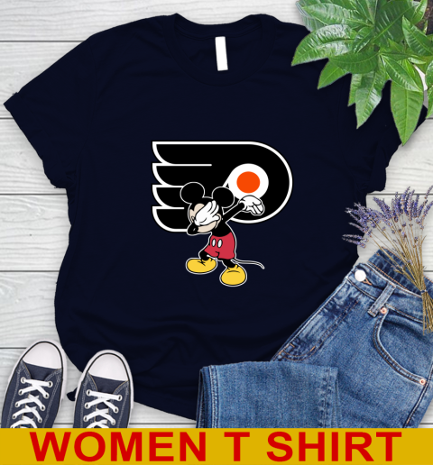 Philadelphia Flyers NHL Hockey Dabbing Mickey Disney Sports Women's T-Shirt 3