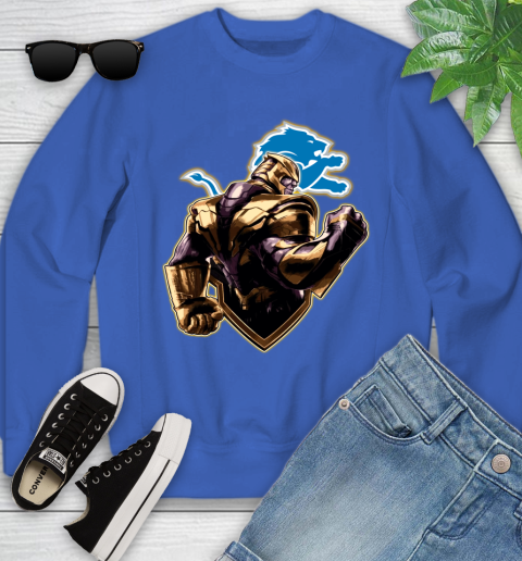 NFL Thanos Avengers Endgame Football Sports Detroit Lions Youth Sweatshirt 8