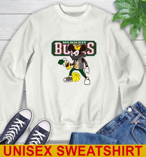 Milwaukee Bucks NBA Basketball Mickey Peace Sign Sports Sweatshirt