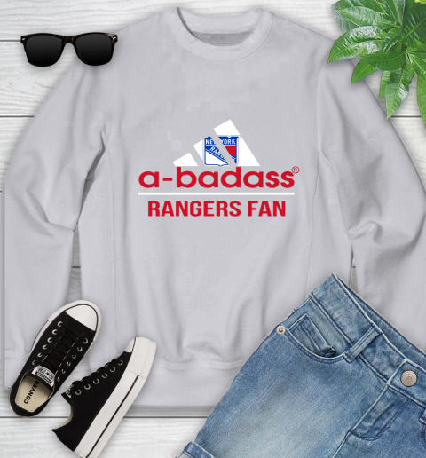 NHL A Badass New York Rangers Fan Adidas Hockey Sports Youth Sweatshirt 3