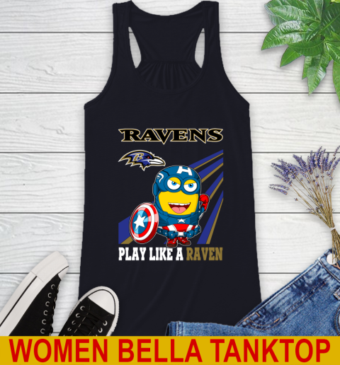NFL Football Baltimore Ravens Captain America Marvel Avengers Minion Shirt Racerback Tank 8