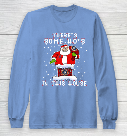 Detroit Tigers Christmas There Is Some Hos In This House Santa Stuck In The Chimney MLB Long Sleeve T-Shirt 8