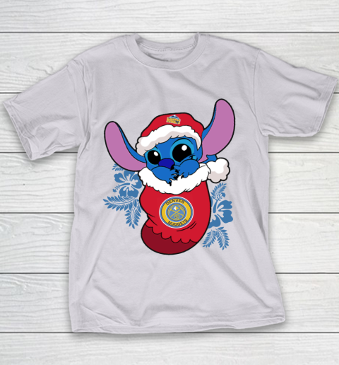 Denver Nuggets Christmas Stitch In The Sock Funny Disney NBA Youth T-Shirt 5