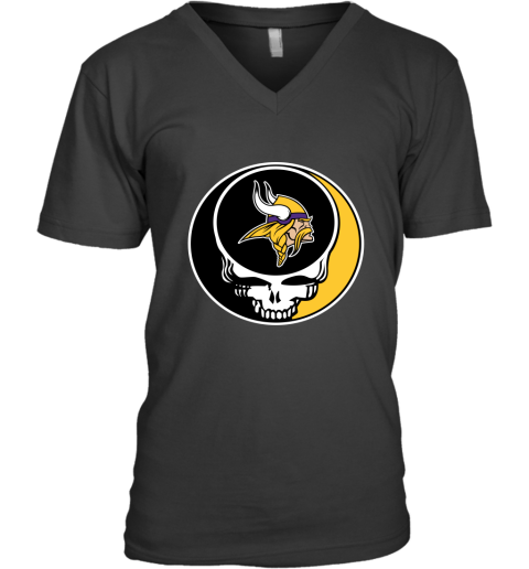 NFL Minnesota Vikings Grateful Dead Rock Band Football Sports rvs18RMFFNC v neck unisex 8 95 151514 front black