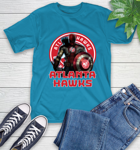 Atlanta Hawks NBA Basketball Captain America Thor Spider Man Hawkeye Avengers T-Shirt 8
