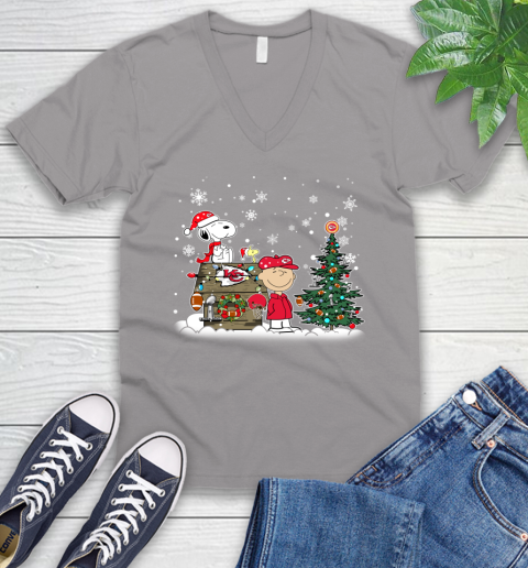 NFL Kansas City Chiefs Snoopy Charlie Brown Christmas Football Super Bowl Sports V-Neck T-Shirt 3
