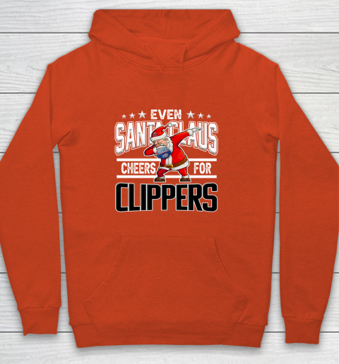 LA Clippers Even Santa Claus Cheers For Christmas NBA Youth Hoodie 3