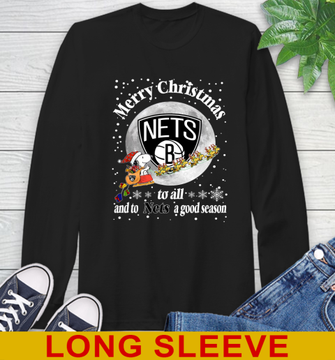Brooklyn Nets Merry Christmas To All And To Nets A Good Season NBA Basketball Sports Long Sleeve T-Shirt