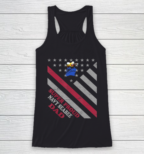 Father gift shirt Vintage Flag American Veteran Super Proud Navy Seabee Dad T Shirt Racerback Tank