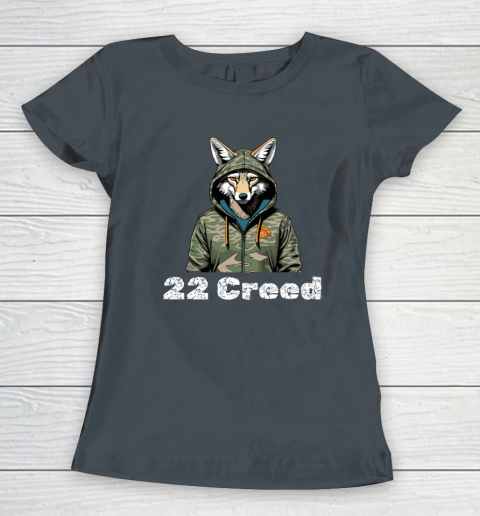 Coyote in Hood 22 Creed Graphic Hunting Women's T-Shirt 3