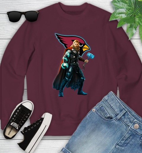 NFL Thor Avengers Endgame Football Arizona Cardinals Youth Sweatshirt 5