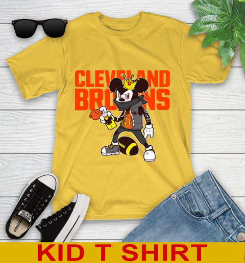 Cleveland Browns NFL Football Mickey Peace Sign Sports Youth T-Shirt 8