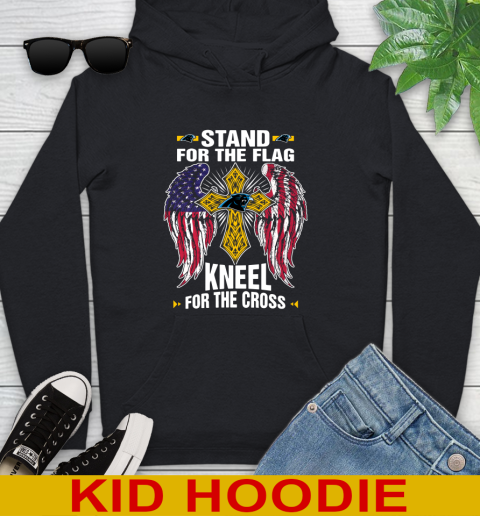 NFL Football Carolina Panthers Stand For Flag Kneel For The Cross Shirt Youth Hoodie